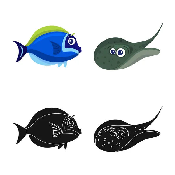Ilustração vetorial do logotipo do mar e do animal. Coleção de ilustração do vetor de estoque marítimo e marítimo . — Vetor de Stock
