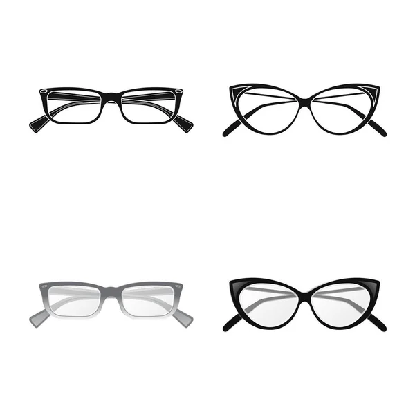 Isolerade objekt glas och ram tecken. Uppsättning av glasögon och tillbehör vector ikon för lager. — Stock vektor