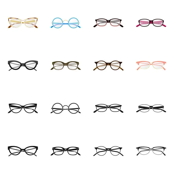 Isolated object of glasses and frame symbol. Collection of glasses and accessory stock symbol for web. — Stock Vector