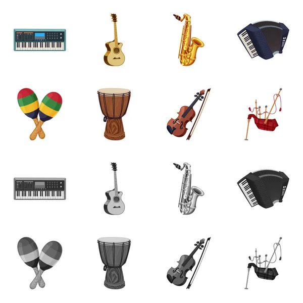 Diseño vectorial de música y sintonía. Colección de música y vector de herramientas icono para stock . — Vector de stock