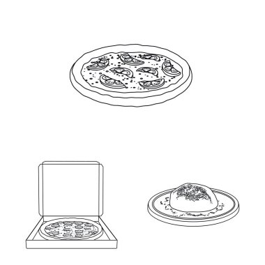 Pizza ve gıda simge vektör tasarımı. Pizza kümesi ve hisse senedi için İtalya vektör simgesi.