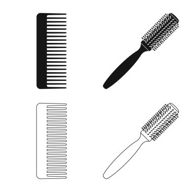 Fırça ve saç işareti vektör tasarımı. Web için fırça ve saç fırçası hisse senedi simgesi kümesi.