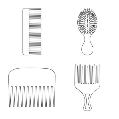 Fırça ve saç logo vektör Illustration. Hisse senedi için fırça ve saç fırçası vektör simge kümesi.