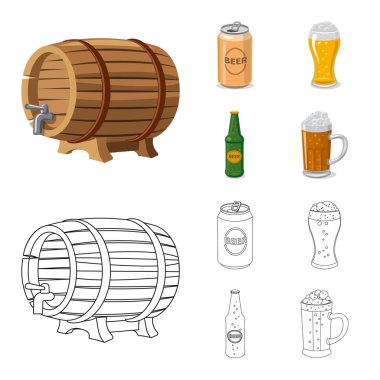 Bar ve pub logo vektör tasarımı. Pub ve hisse senedi için iç vektör simge kümesi.