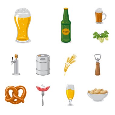 Bar ve pub simge vektör tasarımı. Pub ve hisse senedi için iç vektör simge kümesi.