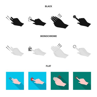 Dokunmatik ve el logosu yalıtılmış nesne. Dokunmatik ekran ve dokunmatik hisse senedi simgesi için web topluluğu.