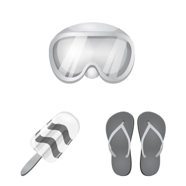 Diseño vectorial del equipo e icono de la natación. Conjunto de equipos e ilustración de vectores de stock de actividad . — Vector de stock