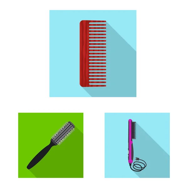 Vektor design av borsten och hår tecken. Uppsättning av borsten och hårborste lager vektorillustration. — Stock vektor