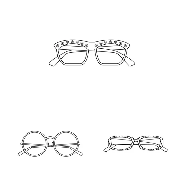 Vectorillustratie van bril en zonnebril logo. Aantal glazen en accessoire aandelensymbool voor web. — Stockvector
