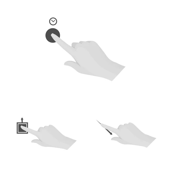 Vektor-Illustration von Touchscreen und Handzeichen. Set aus Touchscreen und Touch-Vektor-Symbol für Aktien. — Stockvektor