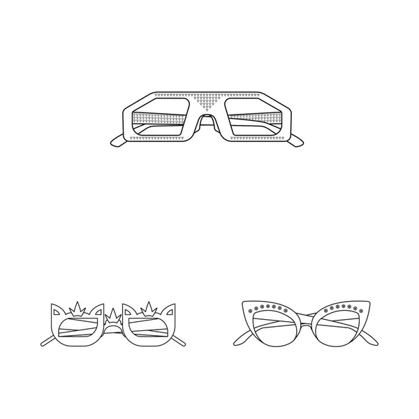 Ilustración vectorial del logotipo de gafas y gafas de sol. Conjunto de gafas y accesorio símbolo de stock para web . — Archivo Imágenes Vectoriales