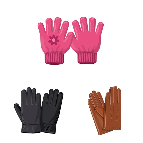 手套和冬天标志的向量例证。网络手套和设备库存符号集. — 图库矢量图片