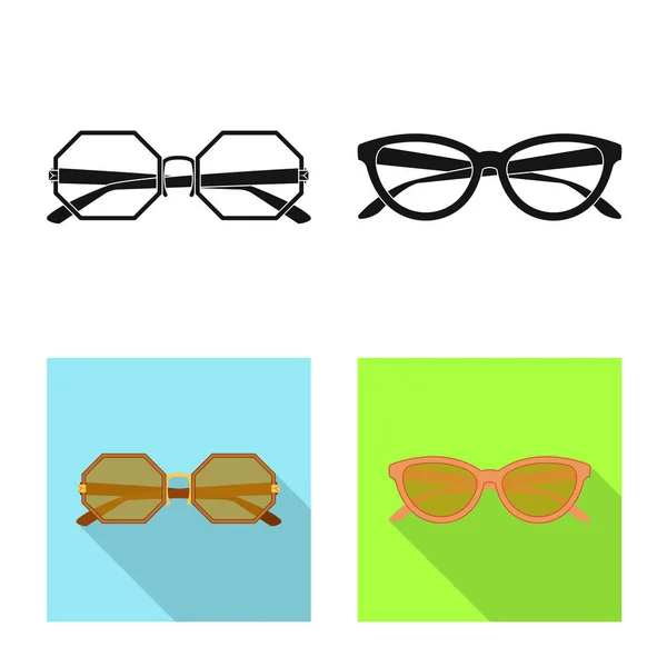 Vektor-Illustration von Brille und Sonnenbrille Zeichen. Sammlung von Brillen und Zubehör Stock Vector Illustration. — Stockvektor