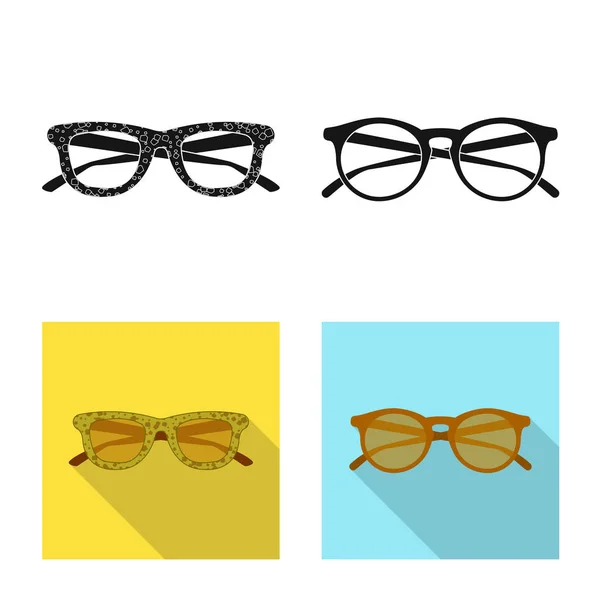 Gözlük ve güneş gözlüğü simge vektör Illustration. Gözlük ve hisse senedi için aksesuar vektör ikon koleksiyonu. — Stok Vektör