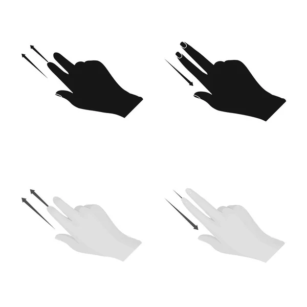 Objeto isolado de tela sensível ao toque e sinal de mão. Conjunto de tela sensível ao toque e ícone de vetor de toque para estoque . — Vetor de Stock
