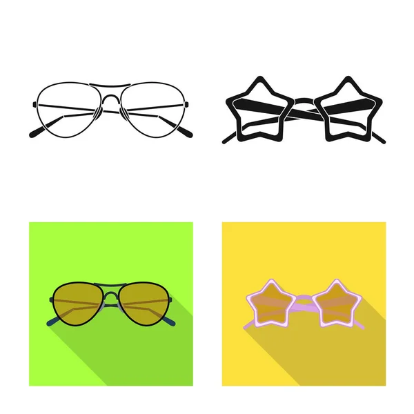 Objeto aislado de gafas y gafas de sol signo. Colección de gafas y símbolo de stock accesorio para web . — Vector de stock