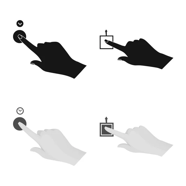 Projeto vetorial de tela sensível ao toque e sinal de mão. Coleção de tela sensível ao toque e ícone de vetor de toque para estoque . — Vetor de Stock
