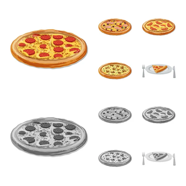 Εικονογράφηση Διάνυσμα Πίτσα Και Τροφίμων Λογότυπο Συλλογή Από Πίτσα Και — Διανυσματικό Αρχείο