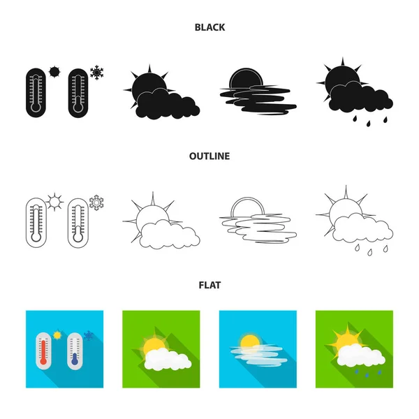 날씨와 기후 로고의 고립 된 개체입니다. 주식에 대 한 날씨와 구름 벡터 아이콘 세트. — 스톡 벡터