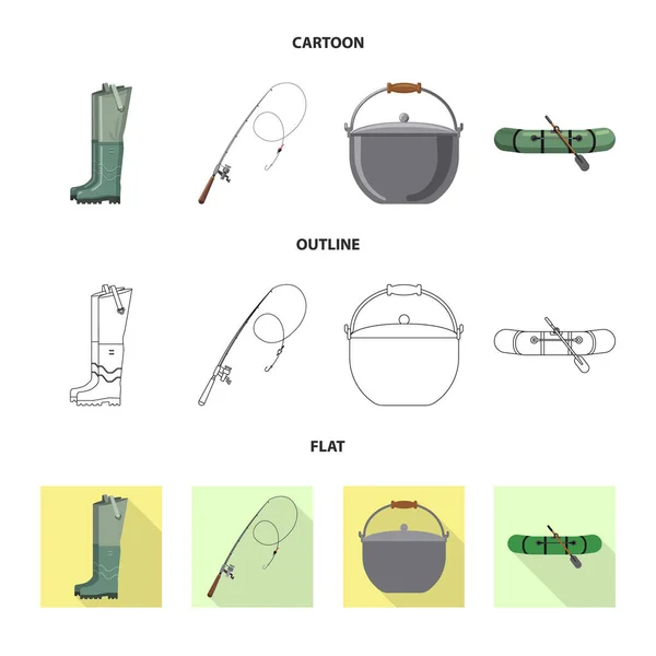 Illustration vectorielle du poisson et icône de la pêche. Collecte de poissons et d'équipements illustration vectorielle du stock . — Image vectorielle