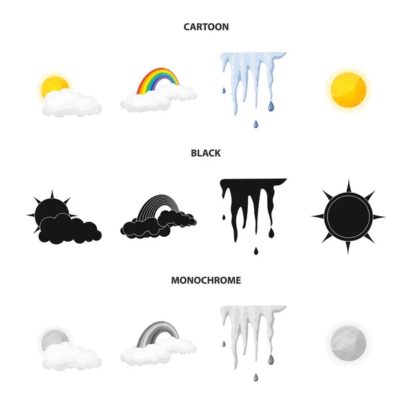 Objeto isolado de logotipo climático e climático. Coleção de símbolo de estoque de tempo e nuvem para web . — Vetor de Stock