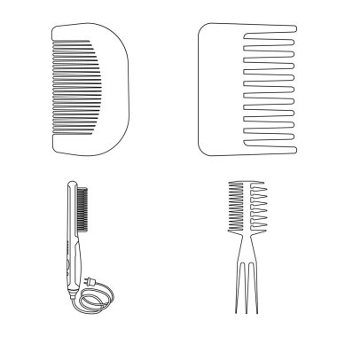 Fırça ve saç simge vektör Illustration. Hisse senedi için fırça ve saç fırçası vektör simge kümesi.