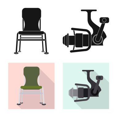 Balık ve balık tutma işareti vektör tasarımı. Balık topluluğu ve hisse senedi için ekipman vektör simgesi.