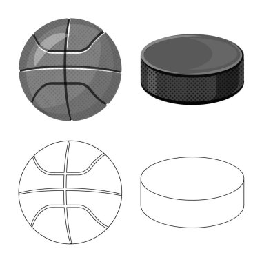 Spor ve topu sembolü yalıtılmış nesne. Spor ve spor stok vektör çizim koleksiyonu.