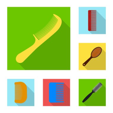 Fırça ve saç işareti yalıtılmış nesne. Hisse senedi için fırça ve saç fırçası vektör simge kümesi.