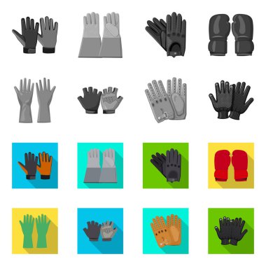 Eldiven ve kış simge vektör tasarımı. Eldiven ve ekipman hisse senedi vektör çizim seti.