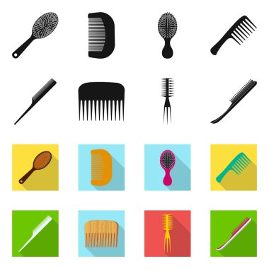 Fırça ve saç işareti vektör tasarımı. Fırça ve saç fırçası hisse senedi vektör çizim topluluğu.