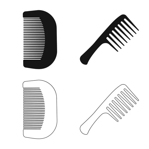 Diseño vectorial del cepillo y el icono del cabello. Colección de cepillo y cepillo de pelo símbolo de stock para web . — Vector de stock