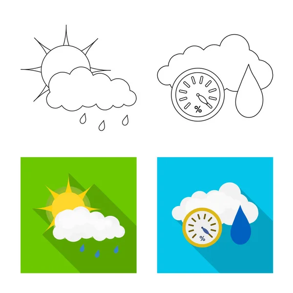 Illustrazione vettoriale dell'icona meteo e climatica. Set di meteo e cloud stock simbolo per il web . — Vettoriale Stock