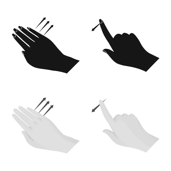 Design vetorial de tela sensível ao toque e símbolo de mão. Coleção de touchscreen e símbolo de estoque de toque para web . — Vetor de Stock