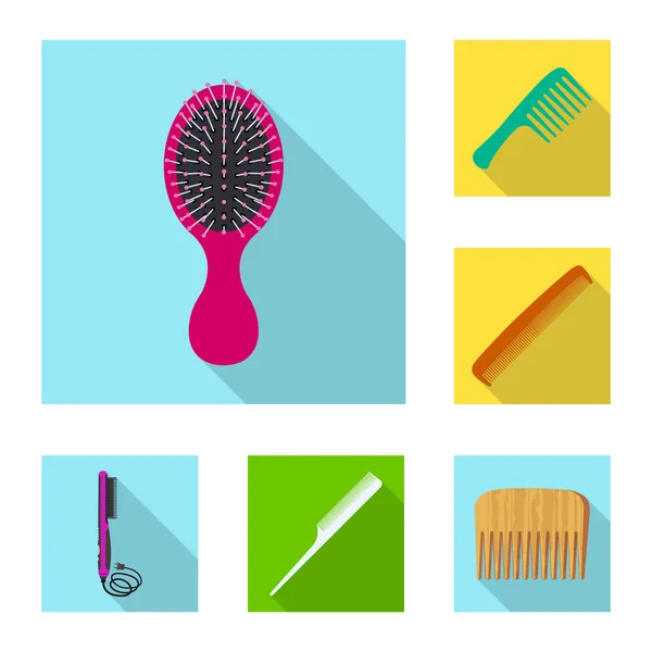 Design vetorial de escova e ícone de cabelo. Conjunto de escova e escova de cabelo estoque vetor ilustração . — Vetor de Stock