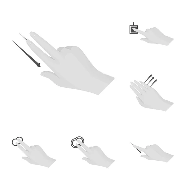 Ilustração vetorial de tela sensível ao toque e símbolo de mão. Coleção de tela sensível ao toque e ícone de vetor de toque para estoque . —  Vetores de Stock