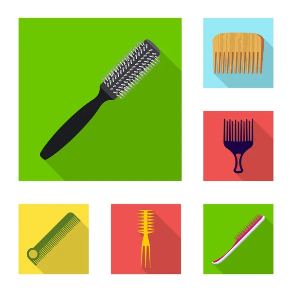 Conception vectorielle du logo brosse et cheveux. Ensemble de brosse et icône vectorielle brosse à cheveux pour stock . — Image vectorielle