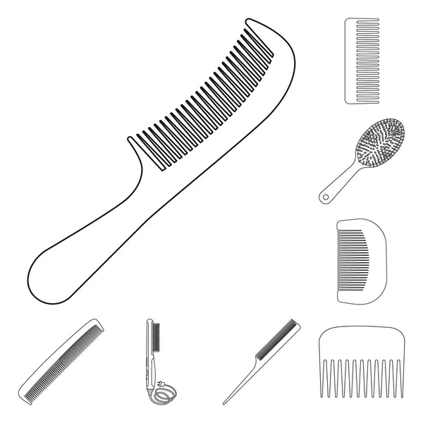 Conception vectorielle de pinceau et signe capillaire. Collection de brosses et brosses à cheveux illustration vectorielle . — Image vectorielle