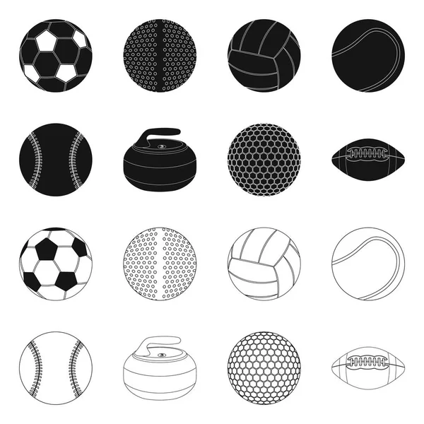 Objet isolé de sport et logo de balle. Ensemble de sport et symbole de stock athlétique pour le web . — Image vectorielle