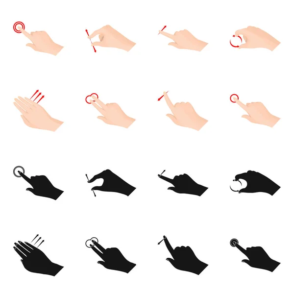 Vector ontwerp van touchscreen en hand pictogram. Set van touchscreen en touch aandelensymbool voor web. — Stockvector