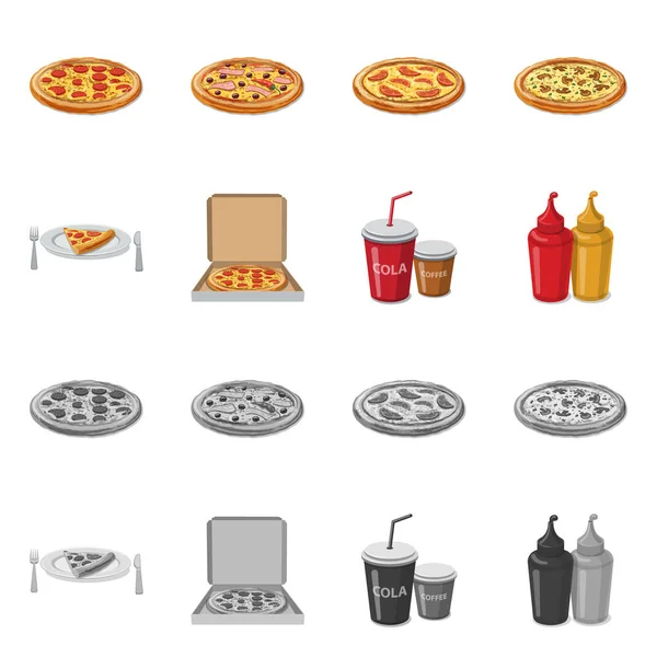 Ilustración vectorial del icono de la pizza y la comida. Conjunto de pizza y italia stock vector ilustración . — Vector de stock