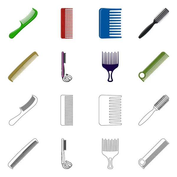 Isolé objet de brosse et logo de cheveux. Collection de brosse et brosse à cheveux symbole de stock pour la toile . — Image vectorielle