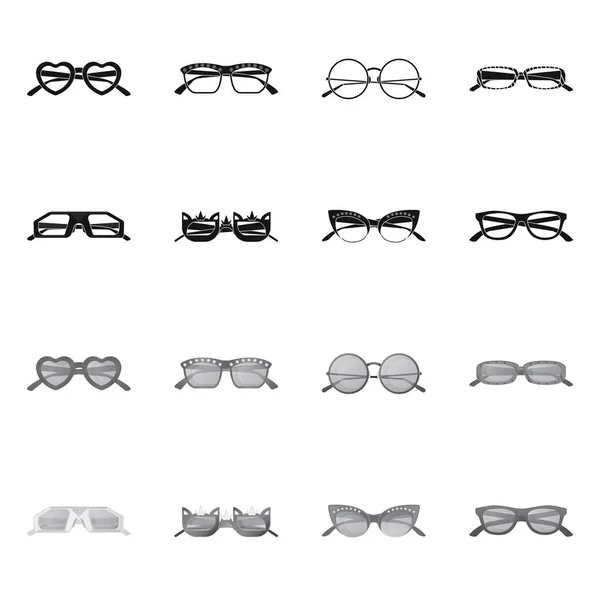 Projekt wektor znak okulary i okulary przeciwsłoneczne. Kolekcja okularów i akcesoriów wektor ikona na magazynie. — Wektor stockowy
