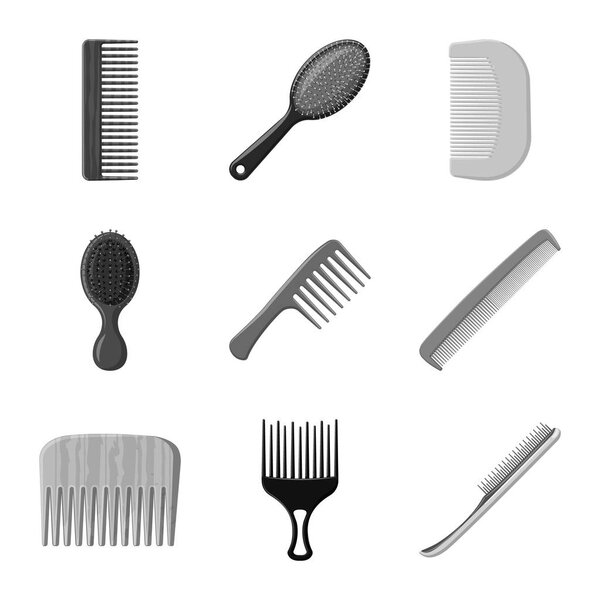 Isolated object of brush and hair sign. Collection of brush and hairbrush stock vector illustration.