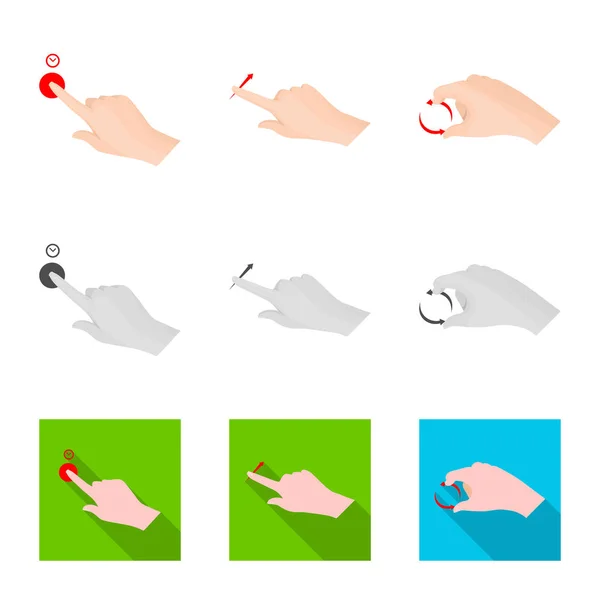 触摸屏和手符号的矢量设计。收集触摸屏和触摸矢量图标的股票. — 图库矢量图片