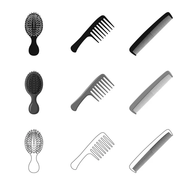 Conception vectorielle de brosse et icône de cheveux. Collection de brosses et brosses à cheveux illustration vectorielle . — Image vectorielle