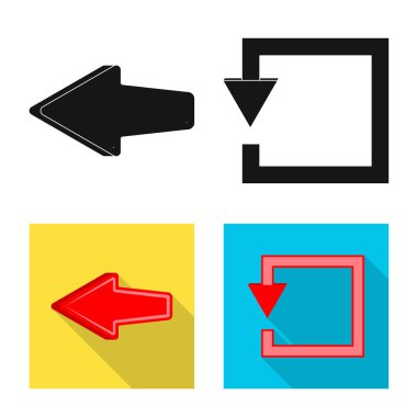 Öğe ve ok logo vektör Illustration. Web için öğe ve yön hisse senedi simgesi kümesi.