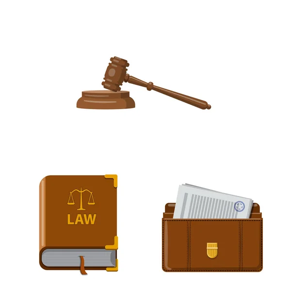 Illustration vectorielle du droit et symbole de l'avocat. Ensemble de loi et icône vectorielle de justice pour stock . — Image vectorielle