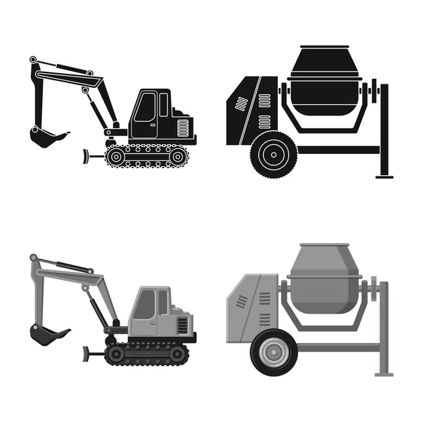 Projeto vetorial de construção e logotipo da construção. Coleção de construção e ícone de vetor de máquinas para estoque . — Vetor de Stock