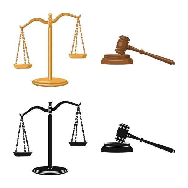 Ilustração vetorial do ícone da lei e do advogado. Coleção de leis e justiça ilustração vetor de estoque . — Vetor de Stock